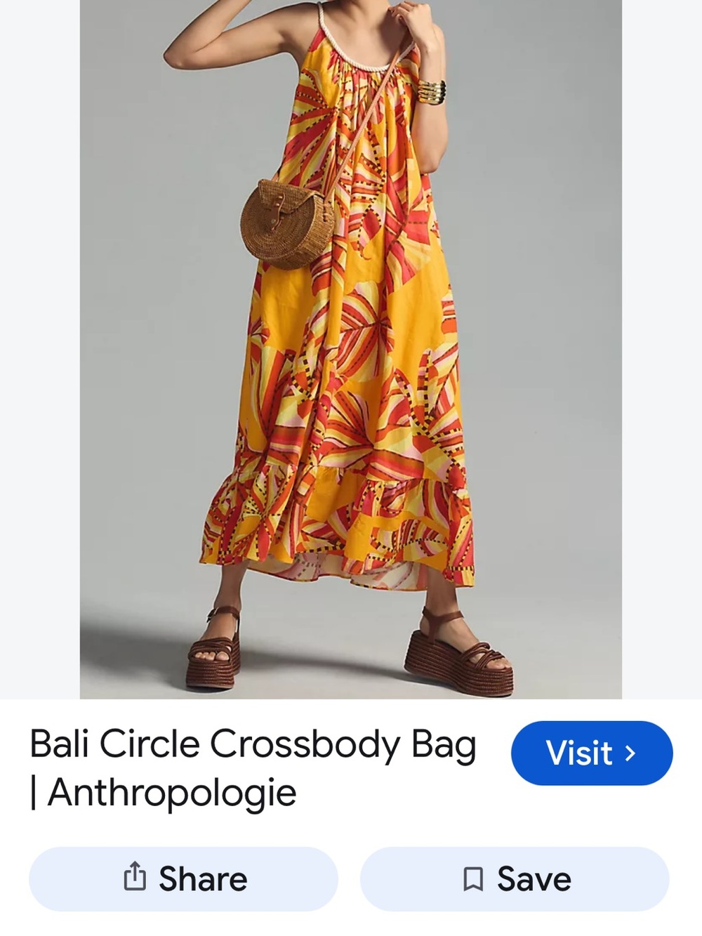 Anthropologie Farm Rio Maxi Dress  Yellow Pink Orange Printed Large - Picture 6 of 6